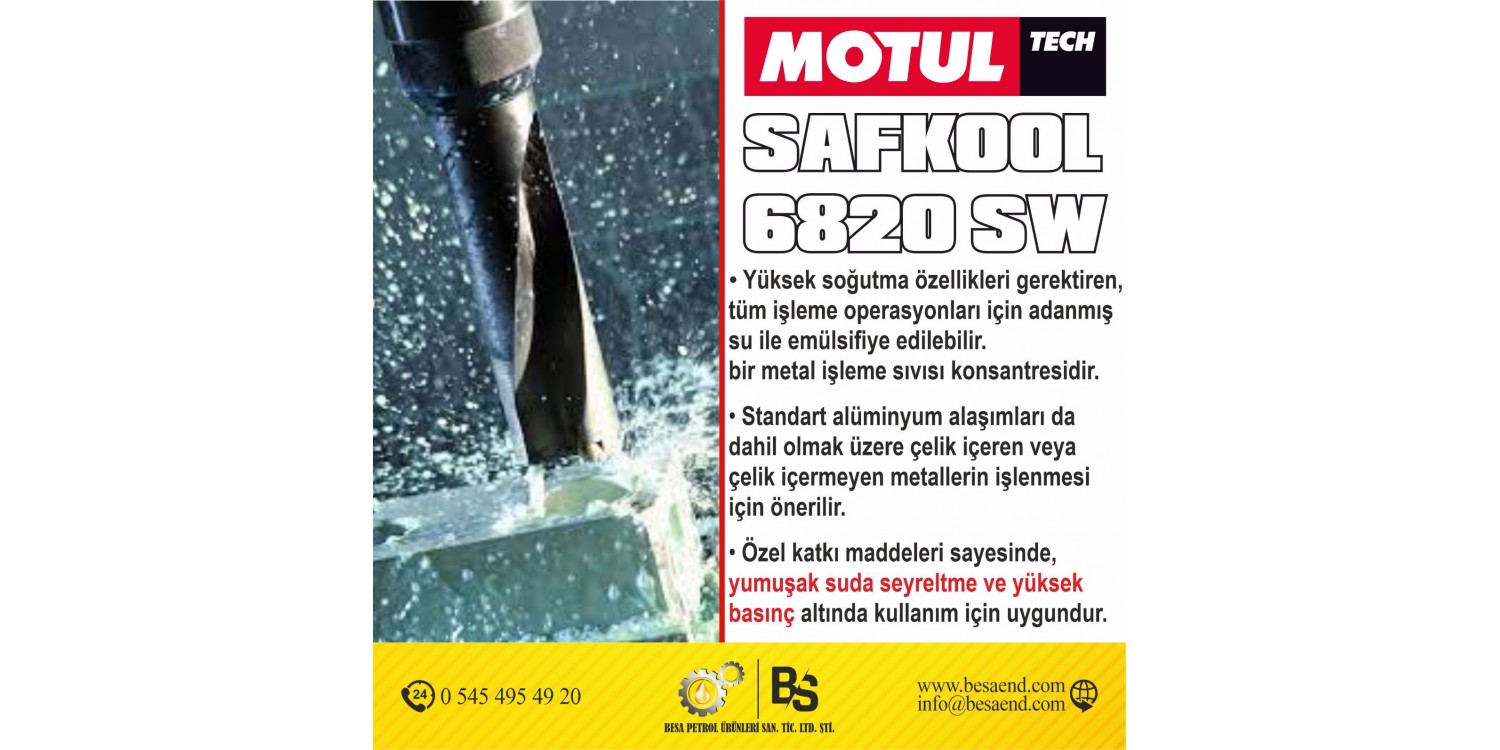 MOTUL SAFKOOL 6820 SW (20 LT) SAF SUDA ÇALIŞABİLEN YÜKSEK PERFORMANSLI BOR YAĞI